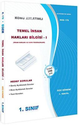 1. Sınıf 1. Yarıyıl Temel İnsan Hakları Bilgisi 1 Konu Anlatımlı Soru Bankası - Kod 179 kapağı