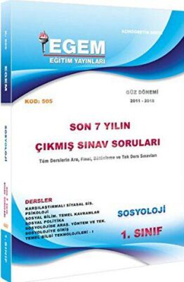 1. Sınıf Sosyoloji 1. Yarıyıl Çıkmış Sınav Soruları 2011-2018 505 kapağı