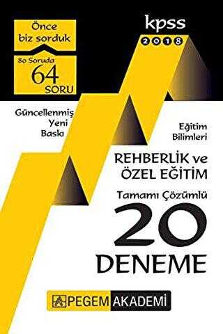 2018 KPSS Eğitim Bilimleri Rehberlik ve Özel Eğitim Tamamı Çözümlü 20 Deneme