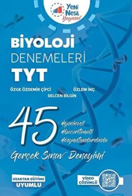 Yeni Nesil YKS TYT Biyoloji 45 Deneme Sınavı Video Çözümlü kapağı