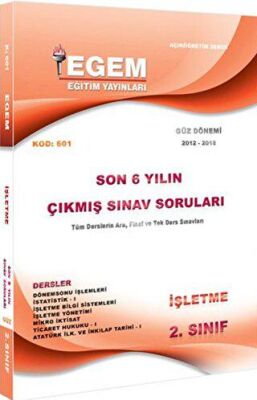 2. Sınıf İşletme Bölümü Çıkmış Sınav Soruları 2012-2018 Güz Dönemi kapağı