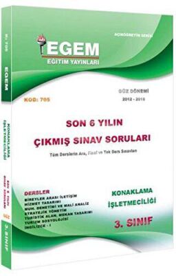 3. Sınıf 5. Yarıyıl Konaklama İşletmeciliği Güz Dönemi Çıkmış Sınav Soruları Kod 705 kapağı