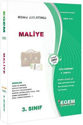 3. Sınıf 5. Yarıyıl Maliye Konu Anlatımlı Soru Bankası - Kod 314 kapağı