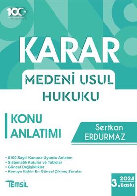 Temsil Kitap Karar Medeni Usul Hukuku Konu Anlatımı kapağı