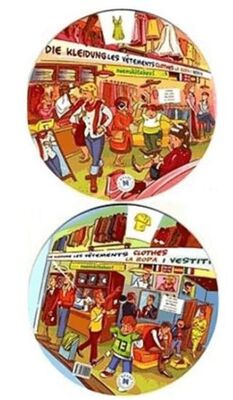 Kelime Çarkı - Giysiler İngilizce, İspanyolca, Almanca, Fransızca, İtalyanca