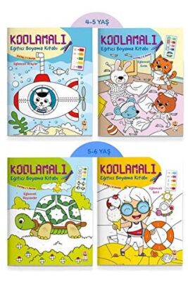 Kodlamalı Eğitici Boyama Kitabı 4-6 Yaş 4 Kitap Takım kapağı